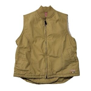 Walls Women's Fleece Lined Canvas Vest Pink Logo Size Small 19.5 x 22